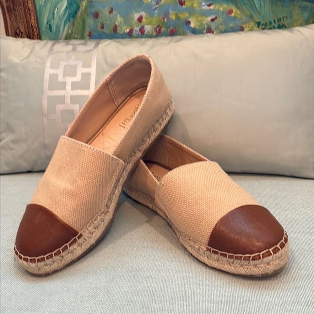 J. McLaughlin Tan and Brown Espadrilles with Minimalist Design